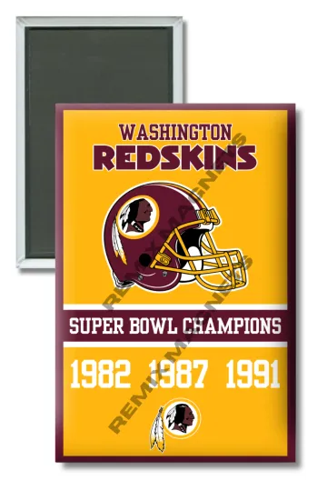 Discover Washington Redskins Super Bowl Champions Banner Magnet 1982 1987 1991