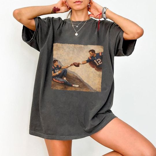 Discover Funny New England QB Shirt, Brady and Maye Inspired Football Tee, Vintage Gameday Graphic Shirt, Retro 90s Style, Unisex Fan Gift