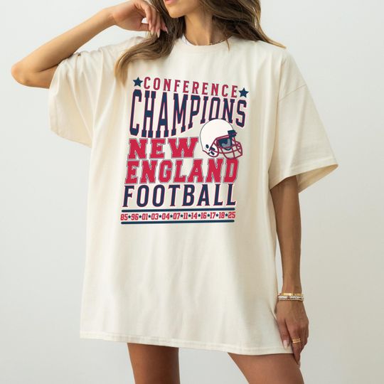 Discover New England Football Conference Champions 2025 T-Shirt, Vintage Style Patriot Shirt, Retro Patriot Football Champs Tee, Championship 2026