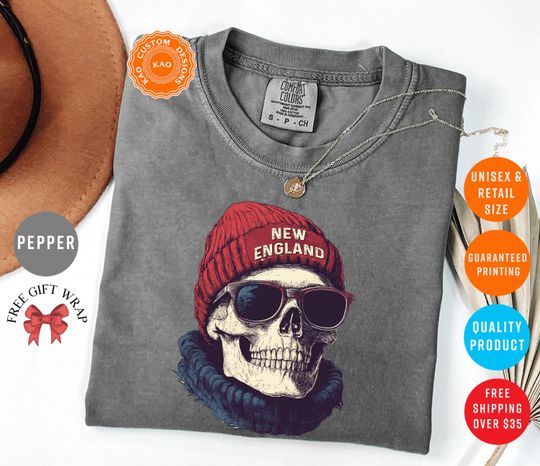 Discover New England Football Mascot T-Shirt: Comfort Colors Patriot Game Day Tee, Football Sports Gear