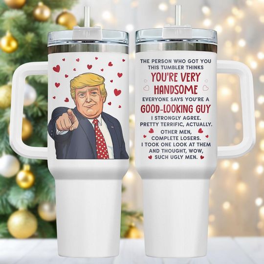 Discover Political 40oz Tumbler, Stainless Tumbler With Handle, Novelty Coffee Cup Gift For Him, Patriotic Drinkware For Holidays, Chri