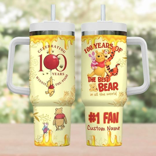 Discover Winnie The Pooh Tumbler 40oz, 100th Years Of Winnie The Pooh Tumbler Cup, Pooh And Friends Travel Cup, Disney Family Gift