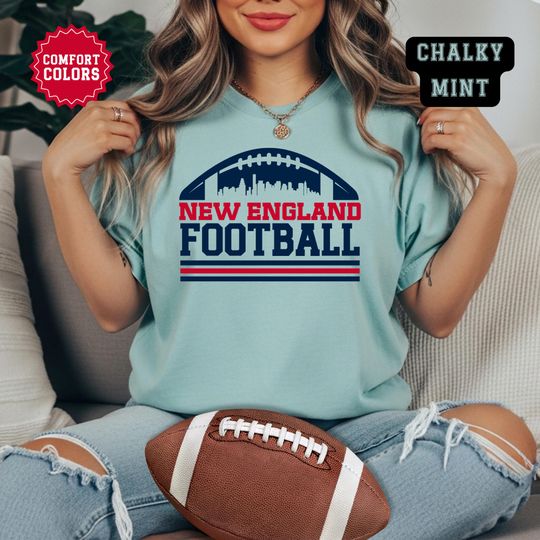Discover New England Patriots Football T-Shirt, Trendy Comfort Colors City Skyline Fan Shirt