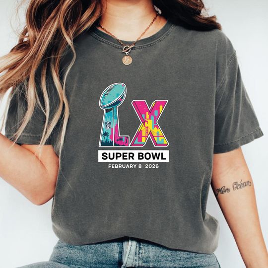 Discover Comfort Colors Super Bowl LX T-Shirt, Cartoon Football Tee, LX Super Bowl Tshirt
