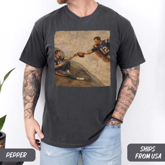 Discover Funny New England QB Shirt, Brady and Maye Inspired Football Tee, Legend and Rookie Gameday Tee
