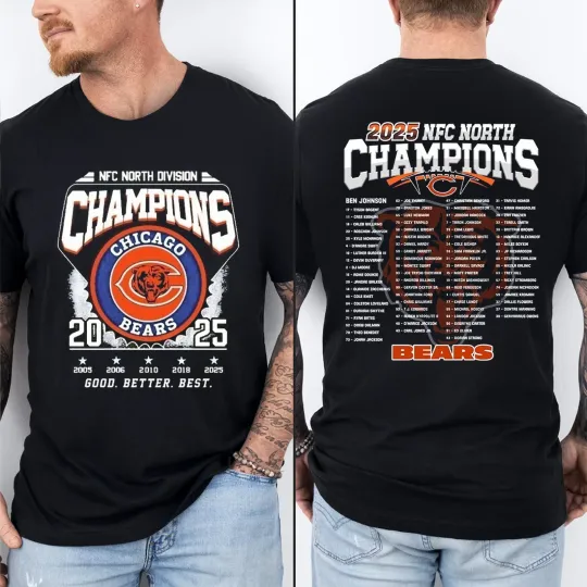 Discover Chicago Bears 2025 NF.C North Division Champions 2 Sided Tee, Gift For Fan