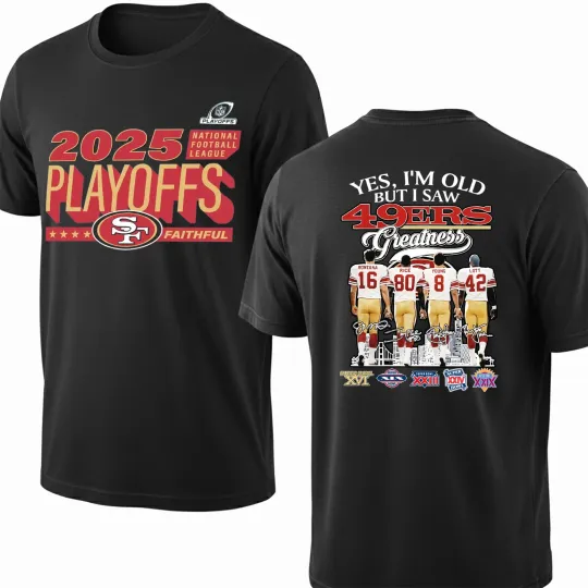 San Francisco 49ers Super LX 2025 football Playoffs Champions 2 Sided T-Shirt