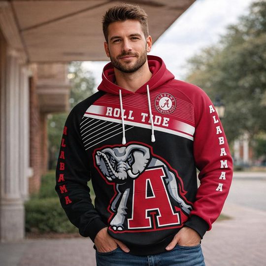 Albm Crimson Tide Hoodie Sweatshirt, Roll Tide 3D All Over Print Hoodie, College Football Fan Gift, Unisex Sports Hoodie