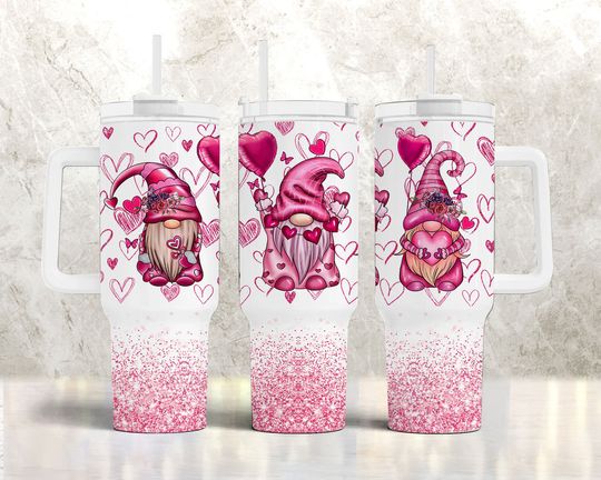 Discover Cute Valentine 40oz Tumbler Wrap, 40oz Quencher Tumbler, Gnome Valentine  , Happy Valentine, Xoxo 40oz Wrap, Valentine Wrap  Download
