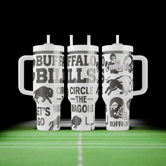 Buffalo Bills Tumbler  Engraved Football Fan Cup  Custom Gift  14oz 20oz 30oz 40oz