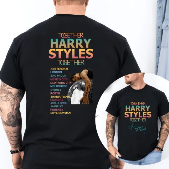 Discover Harry Together Together World Tour 2026 T-Shirt, Retro Aesthetic Pop Star Fan Te
