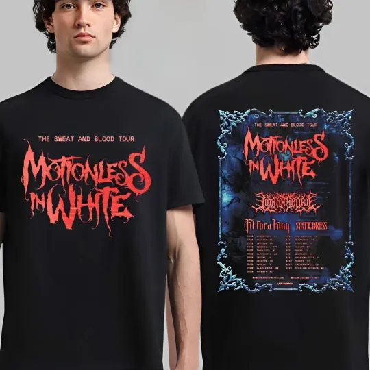 Discover Motionless In White Sweat & Blood Tour 2026 Two-Sided T-Shirt