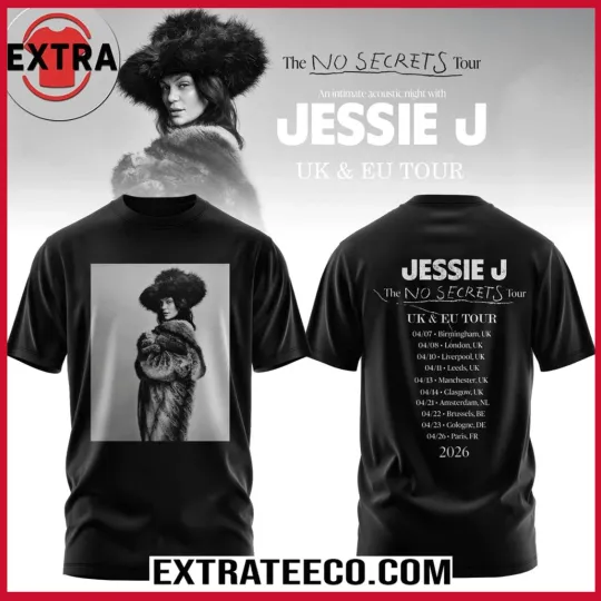 Discover Jessie J No Secrets Tour 2026 T Shirt Reprint