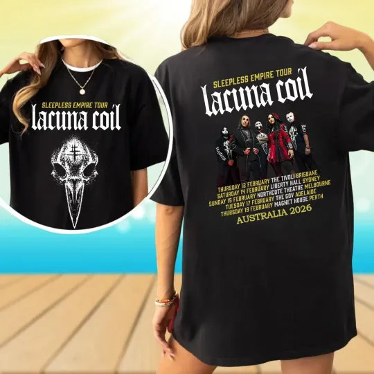 Discover Lacuna Coil World Tour 2026 Australia With Tour Dates TShirt