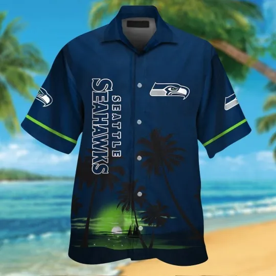 Discover Seattle Football Short Sleeve Button Up Tropical Hawaiian Shirt