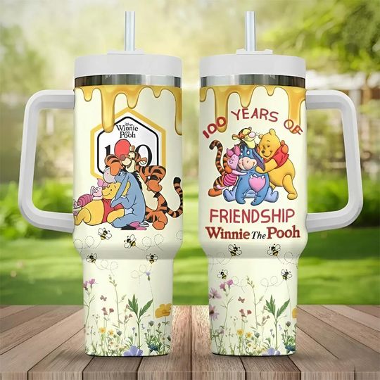 Discover Winnie The Pooh 100Th Anniversary 40Oz Tumbler, Disney 100 Years Friendship Water Tumbler, Pooh Lover 2026 Tumbler Cup