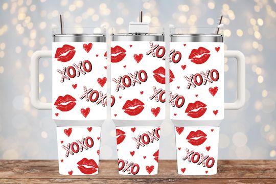 Discover Valentine's Day 40oz Tumbler Wrap, XoXo Hearts 40 oz Quencher Tumbler Sublimation Design, XOXO Tumbler , Valentine Tumbler Wrap