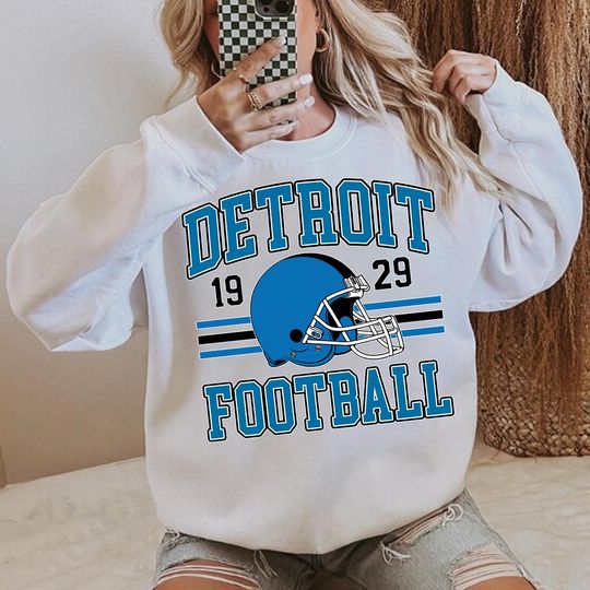 Discover Vintage Detroit Football Sweatshirt, Trendy Detroit Fan Tshirt, Detroit Hoodie, Vintage Oversized Sport Tee, Retro Football Bootleg