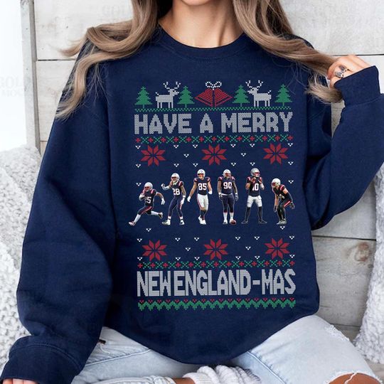 Discover Have A Merry New England Football Shirt, Christmas Game Day Shirt, Football Season, Trendy Fan Gift, Football Crewneck, New England Football