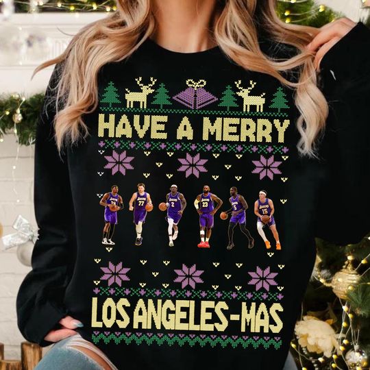 Discover Have A Merry Los Angeles Basketball Shirt, Christmas Basketball Shirt, Basketball Season, Trendy Fan Gift, Basketball Crewneck
