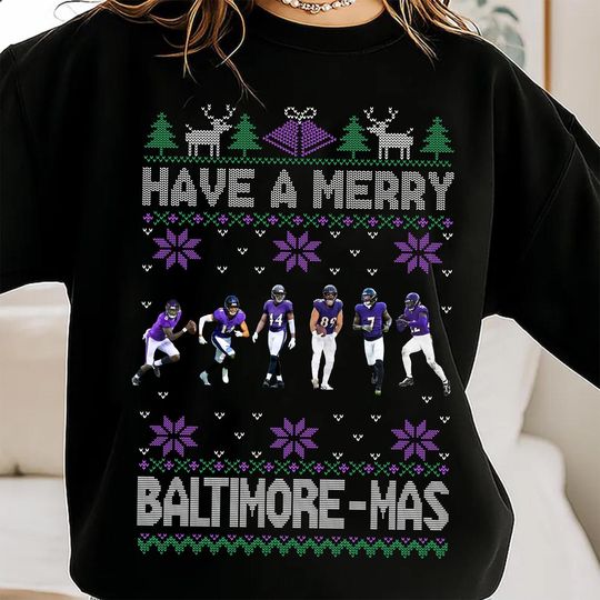 Discover Have A Merry Baltimore Football Shirt, Christmas Game Day Shirt, Football Season, Trendy Fan Gift, Football Crewneck, Baltimore Fans