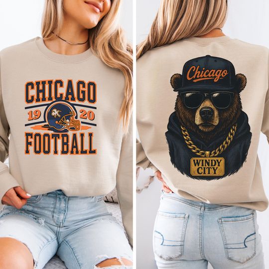 Discover Vintage Chicago Football Sweatshirt: 90s Bear Graphic Crewneck