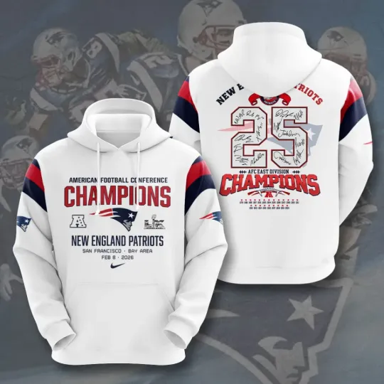 Discover Patriotss A.F.C Champions 2026 3D Apparel –  9589