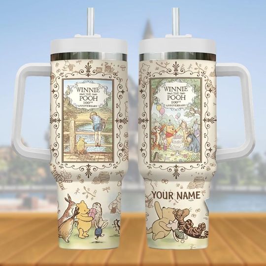 Discover Winnie The Pooh Tumbler 40oz, 100th Anniversary Tumbler Cup, Classic Winnie Travel Cup, Disney Fan Gift, Disney Lover Gift