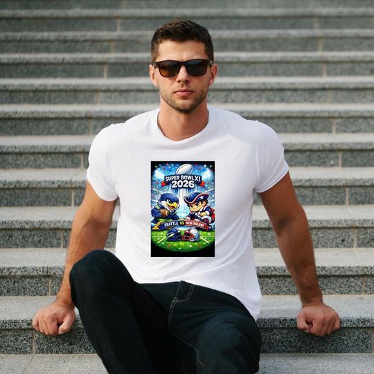 Discover Unisex Comfort Colors Super Bowl XL 2026 Football Cartoon T-Shirt