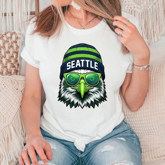 Discover Seattle Football Mascot Style Shirt, Retro Hawk Graphic T-Shirt, Seattle Washington Gameday Apparel