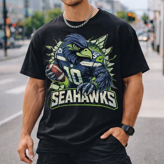 Discover Seattle Football T-shirt, Retro Bird Mascot Graphic Tee