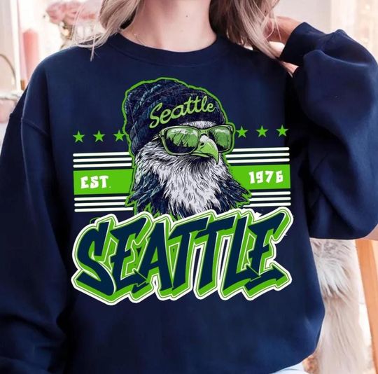 Discover Mascot Seattle Football Sweatshirt, Seattle EST Football Mascot, Vintage Seattle Football, Seattle Gift For Fan