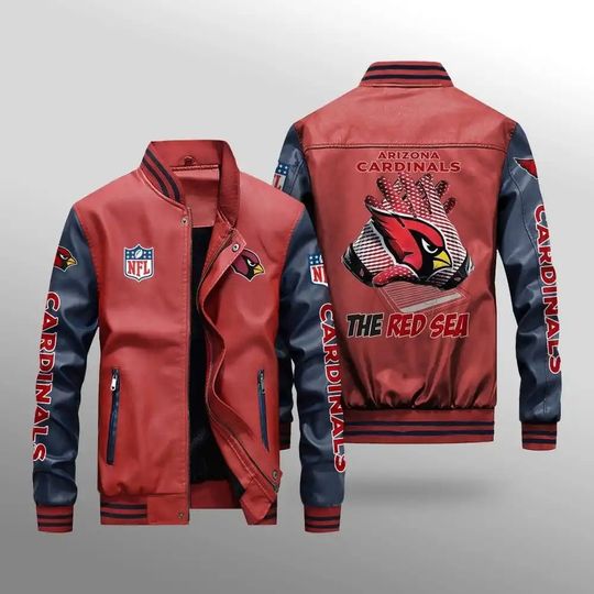 Arizonna Cardinals With Hand Leather Varsity Jackets, Football Jacket, Game Day Merch
