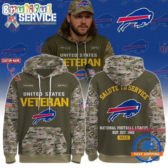 Buffalo Football Team Bills Veteran Birthday 3D Hoodie