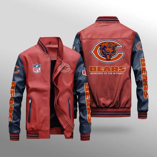 Chicago Bears Leather Varsity Jackets, Football Jacket