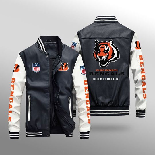Cincinnati Bengals Leather Varsity Jackets, Football Jacket