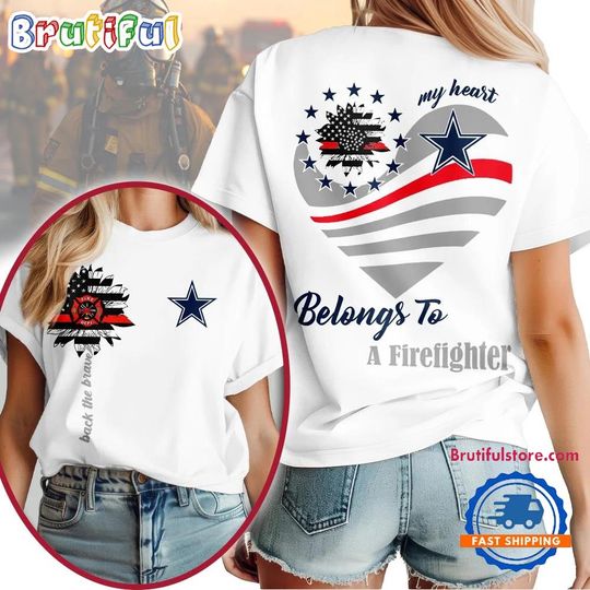 Discover Dallas Football Team Cowboys My Heart Belongs To A Firefighter T-Shirt