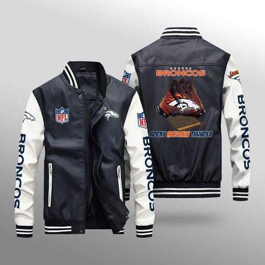 Denver Broncos With Hand Leather Varsity Jackets, Football Jacket, Game Day Merch