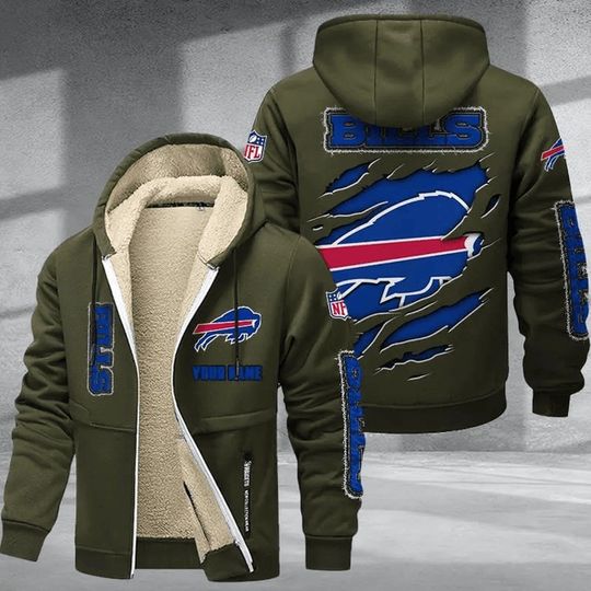 Buffalo Bills Hoodie Zip Velvet Coat