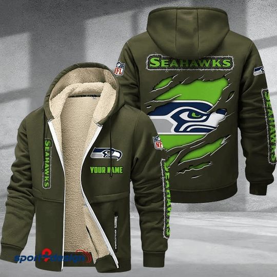 Discover Seattle Seahawks Hoodie Zip Velvet Coat