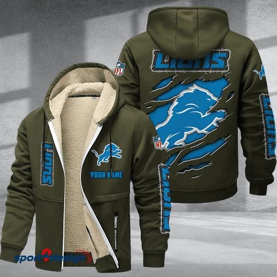 Detroit Lions Hoodie Zip Velvet Coat