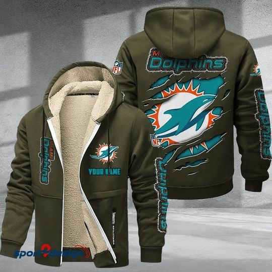 Miami Dolphins Hoodie Zip Velvet Coat