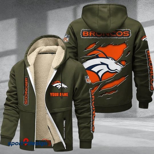 Denver Broncos Hoodie Zip Velvet Coat