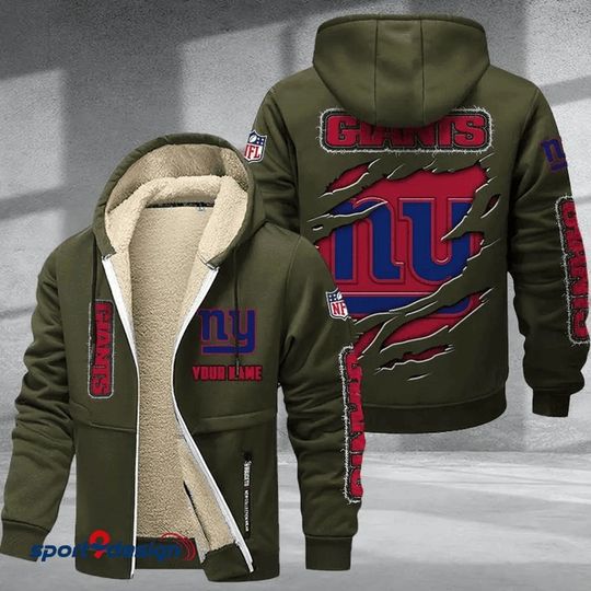 New York Giants Hoodie Zip Velvet Coat