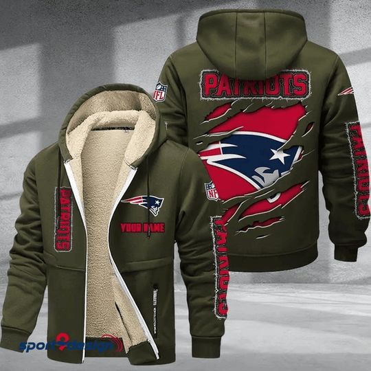 New England Patriots Hoodie Zip Velvet Coat