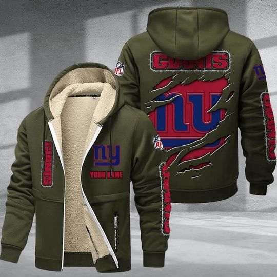 New York Giants Hoodie Zip Velvet Coat