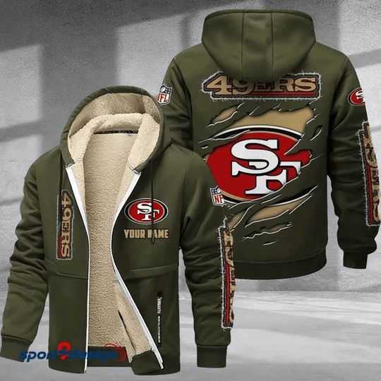 San Francisco 49ers Hoodie Zip Velvet Coat