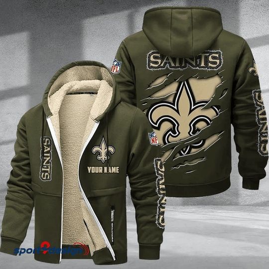 New Orleans Saints Hoodie Zip Velvet Coat