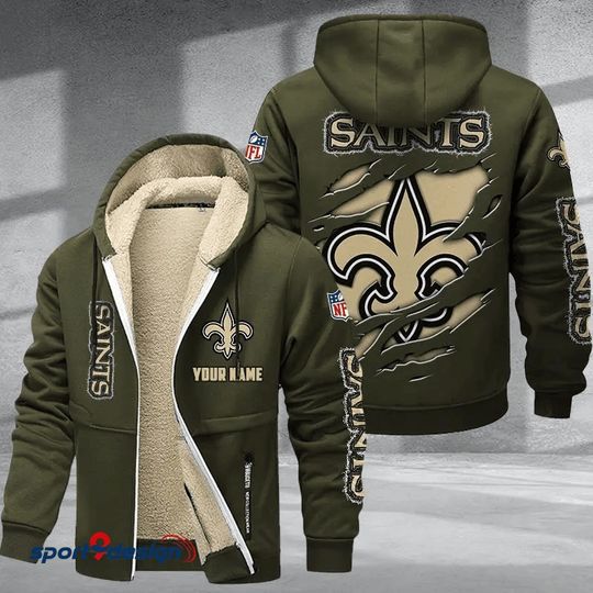 New Orleans Saints Hoodie Zip Velvet Coat
