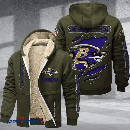 Baltimore Ravens Hoodie Zip Velvet Coat